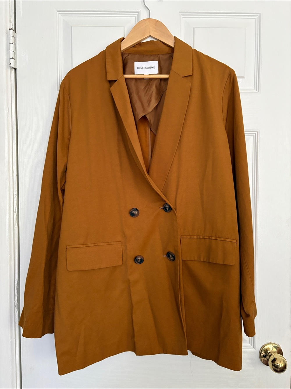 Elizabeth and James Double-Breasted Blazer in goldenrod. Size xl